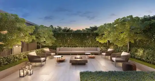 GRAND VITRALI Moema — Perspectiva ilustrada — Lounge externo