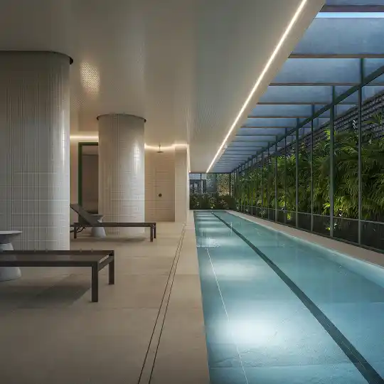 ISA Brooklin — Perspectiva ilustrada — Piscina coberta