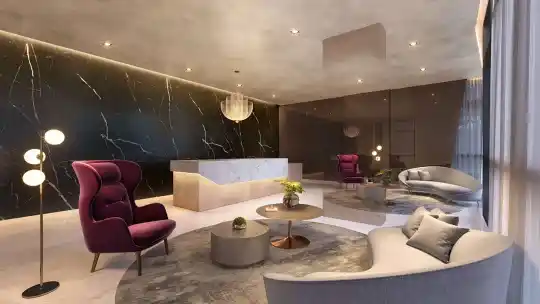 GRAND VITRALI Moema — Perspectiva ilustrada — Hall social