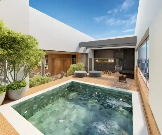 Agami Park Residences — Perspectiva ilustrada — Terraço do duplex — 420 m²