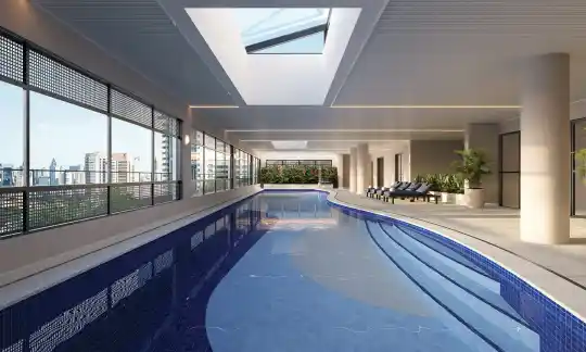 Casa Nacional Brooklin — Perspectiva ilustrada — Piscina coberta