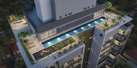 HAUTE Brooklin by Ez — Perspectiva ilustrada — Lazer da cobertura — vista aérea