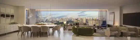 PARK AVENUE Ibirapuera — 240 m² — living, perspectiva ilustrada