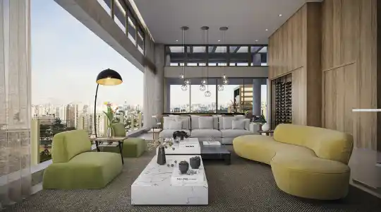 PARK AVENUE Ibirapuera — 387 m² — living, perspectiva ilustrada