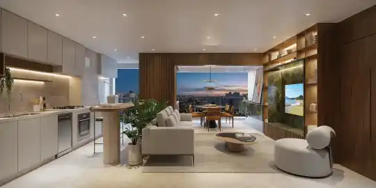 Casa Nacional Brooklin — Perspectiva ilustrada — Living — 114 m²