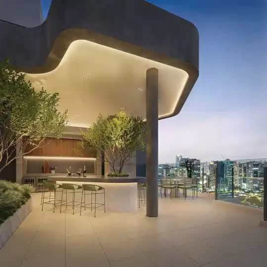 Casa Nacional Brooklin — Perspectiva ilustrada — Bar do rooftop
