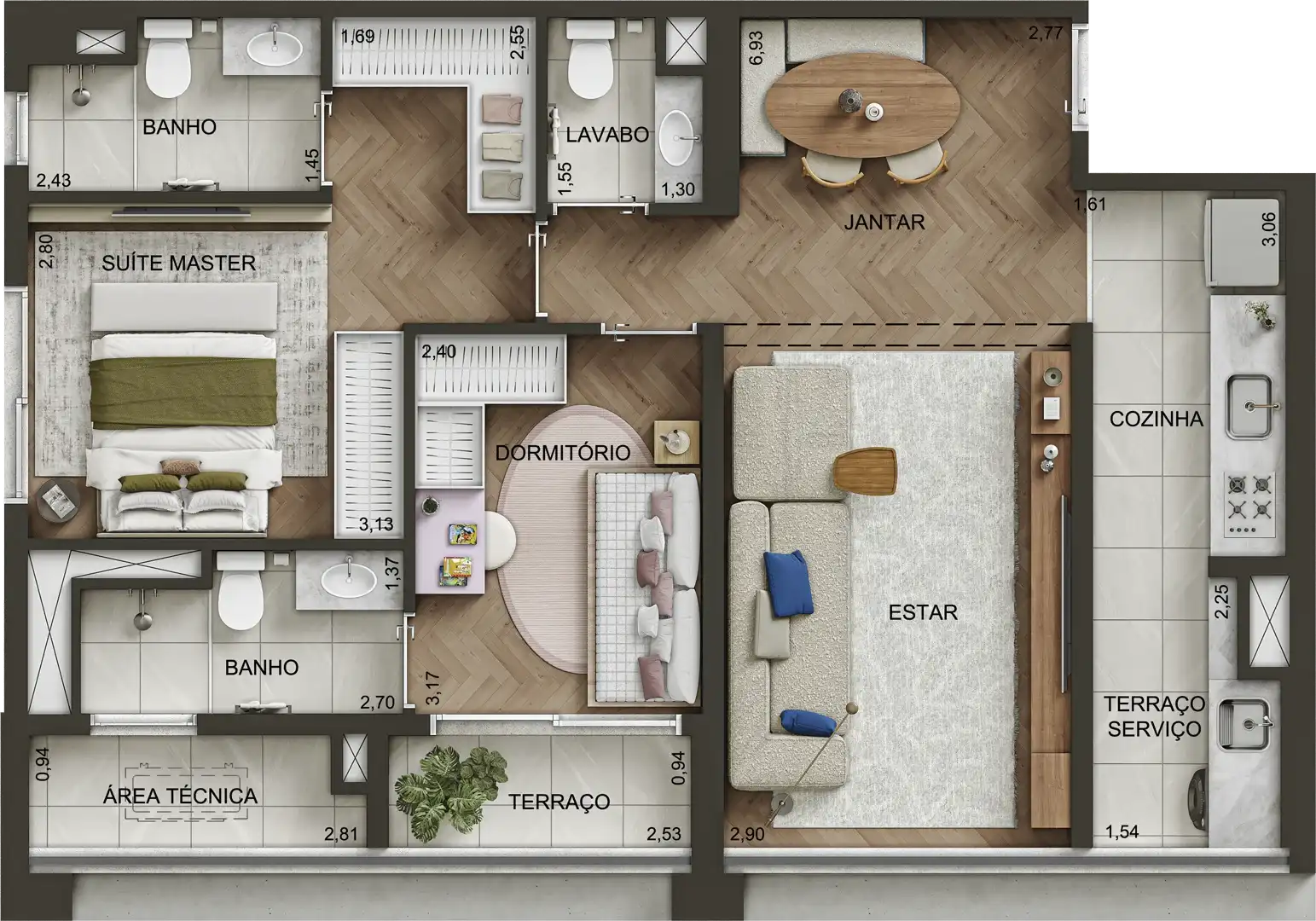 Metropolitan by Lindenberg — tipo — 74 m², 2 suítes