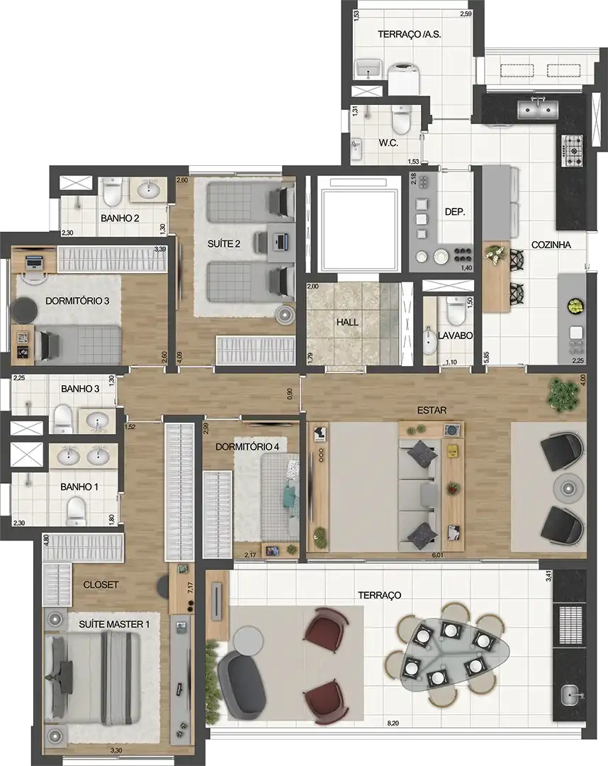 LE JARDIN Ibirapuera — 163 m² — tipo, final 2