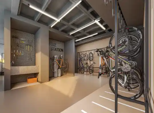 Casa Nacional Brooklin — Perspectiva ilustrada — Bicicletário