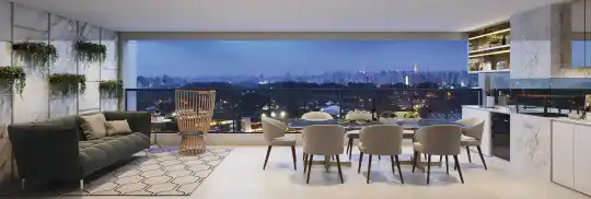 LE JARDIN Ibirapuera — 163 m² — terraço, perspectiva ilustrada