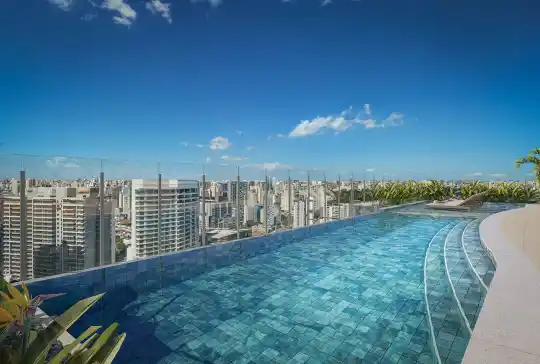 Casa Nacional Brooklin — Perspectiva ilustrada — Piscina do rooftop