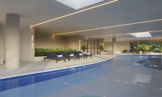 Casa Nacional Brooklin — Perspectiva ilustrada — Piscina coberta — outro ângulo