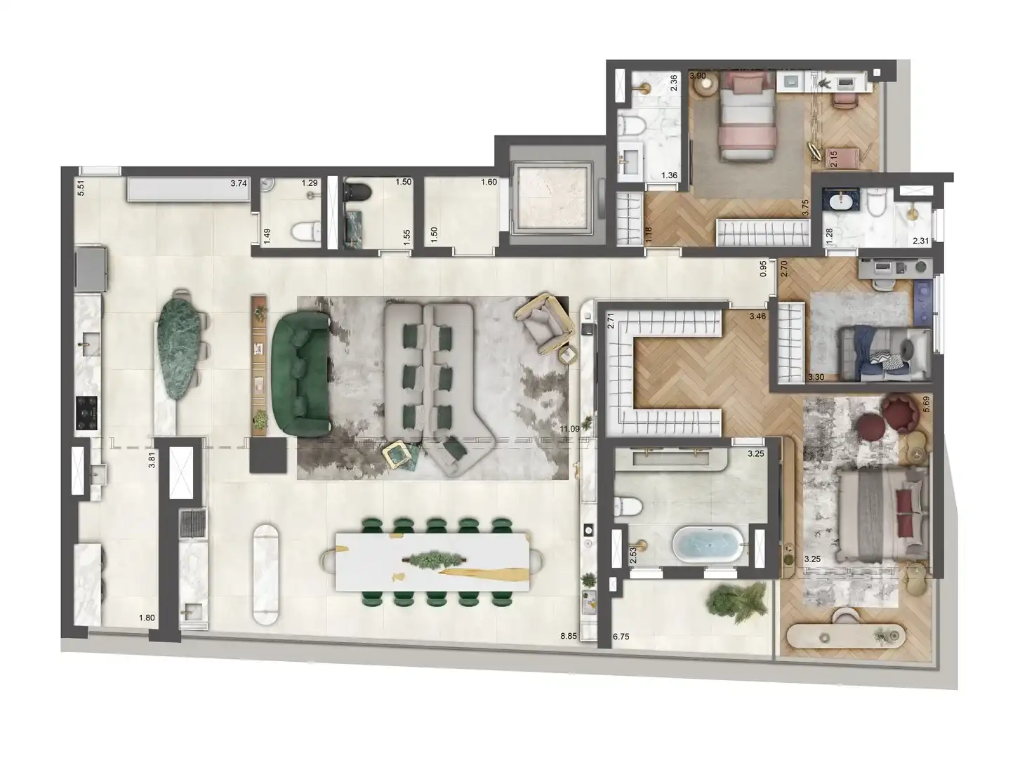 PETRA Brooklin — — 199 m², 3 suítes