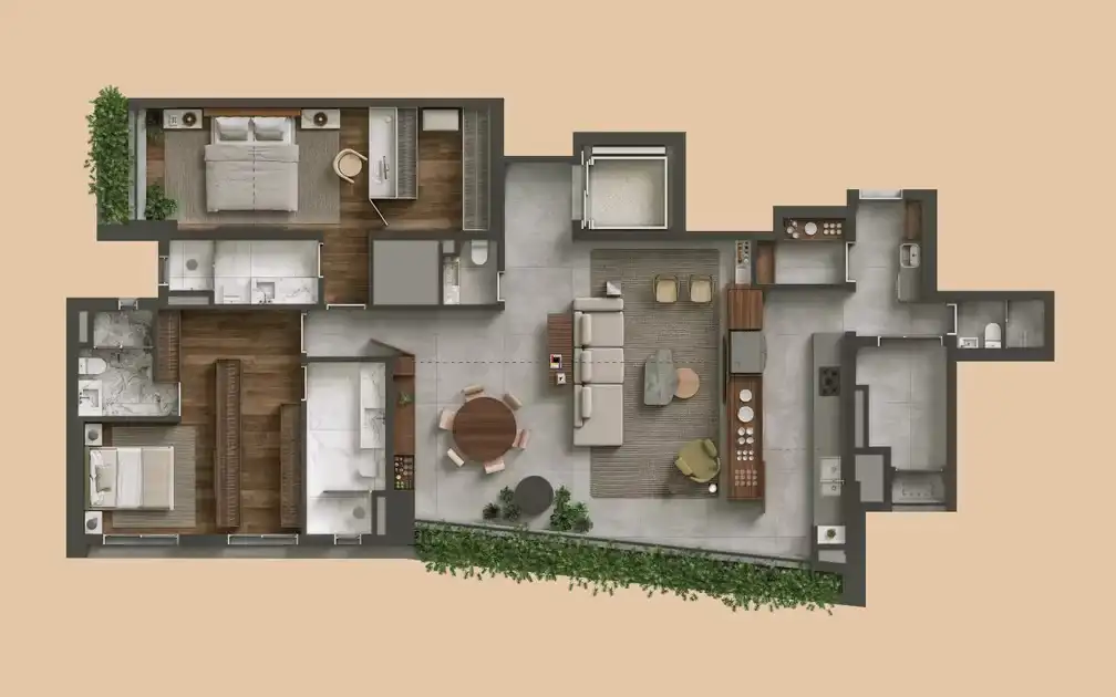 TESS Brooklin — — 170 m², opção 1 (fonte secundária) — acervo, confirmar com a incorporadora
