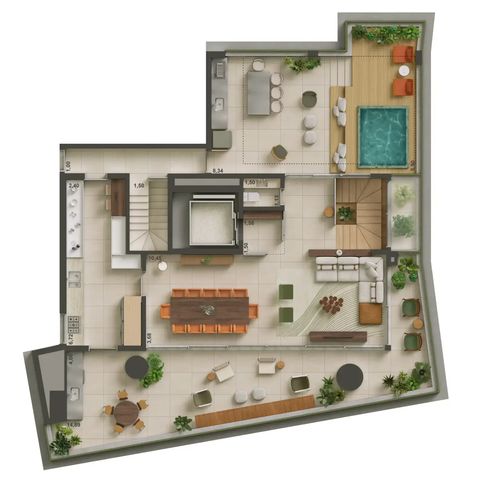ISA Brooklin — duplex — 452 m², pavimento superior (fonte secundária) — acervo, confirmar com a incorporadora
