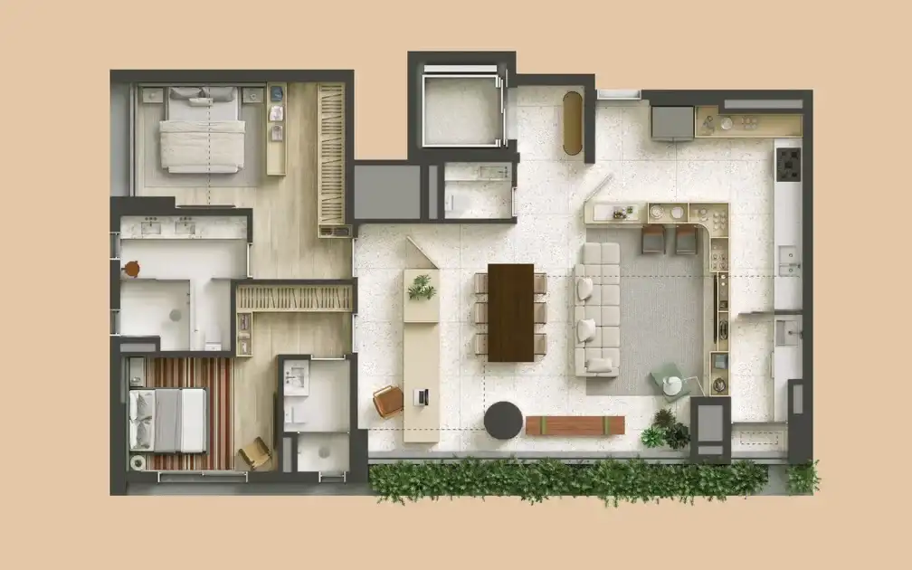 TESS Brooklin — — 130 m², opção 1 (fonte secundária) — acervo, confirmar com a incorporadora