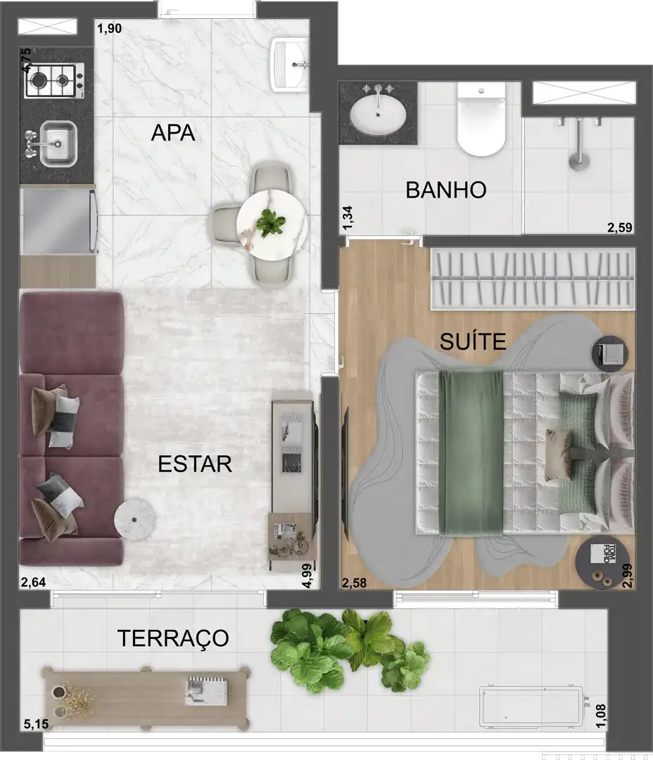 SP 360° Smart Living by Eztec — 34 m² — 1 dormitório residencial, final 20