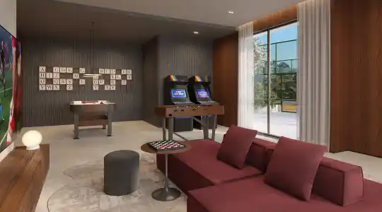 Casa Nacional Brooklin — Perspectiva ilustrada — Salão de jogos juvenil