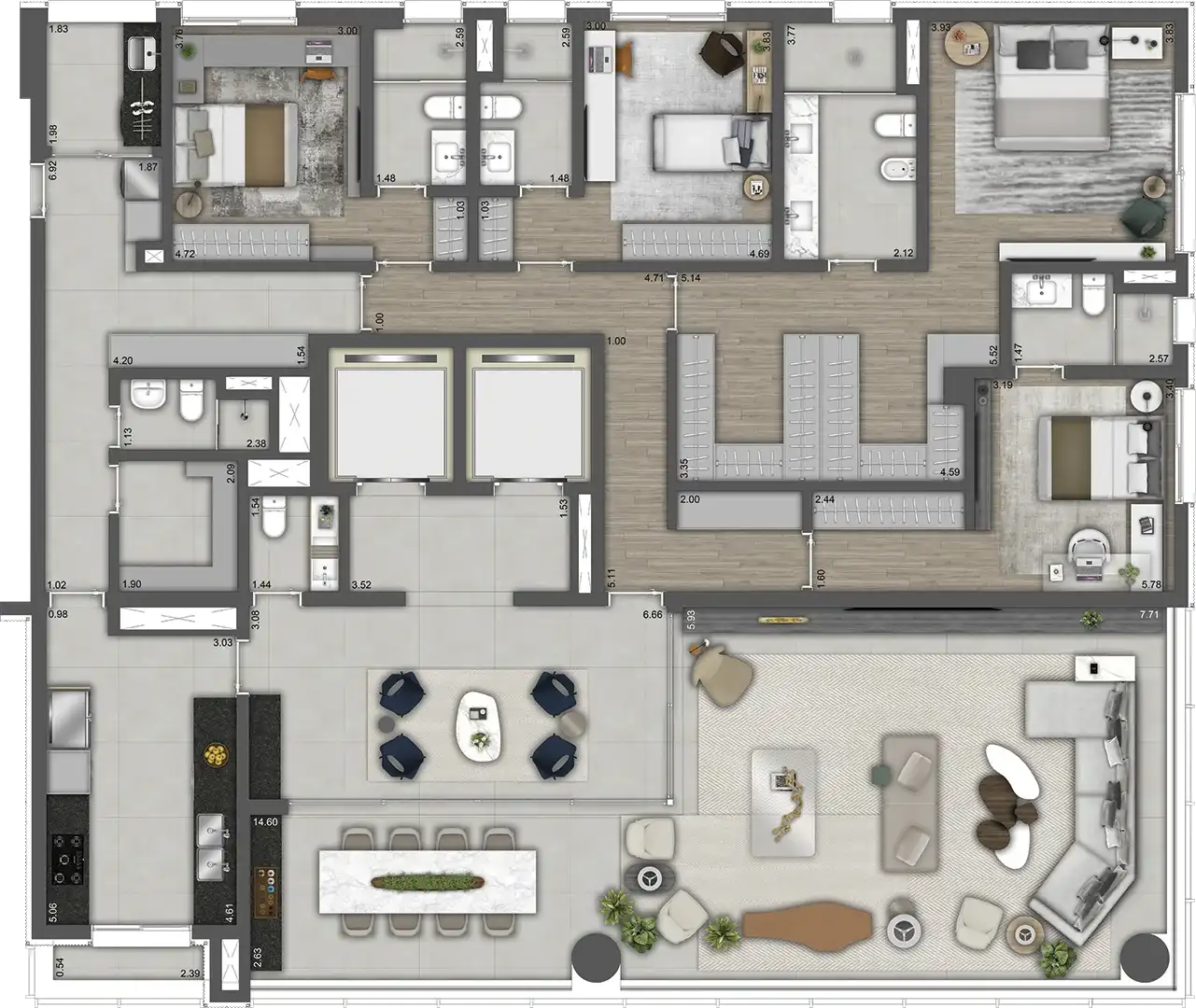 PARK AVENUE Ibirapuera — 298 m² — tipo, final 1