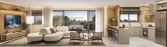 HAUTE Brooklin by Ez — 138 m² — living, perspectiva ilustrada
