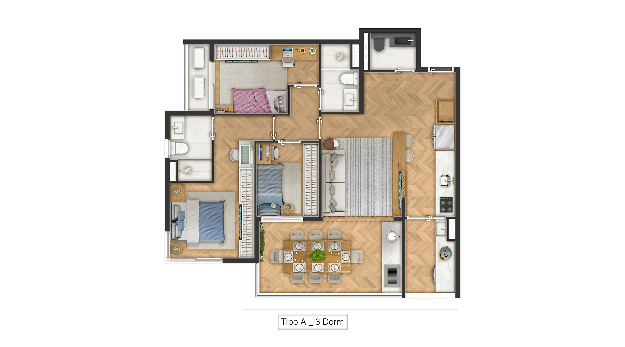 Arch Boa Vista Residence — 3 Dormitórios com 1 Suíte | 90 m²