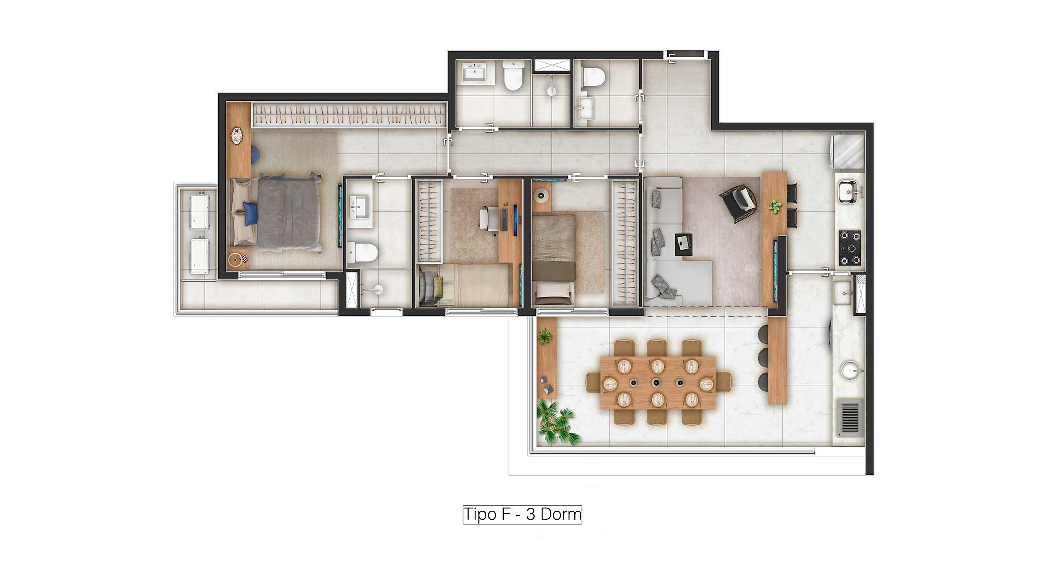 Arch Boa Vista Residence — 3 Dormitórios com 1 Suíte | 88 m²