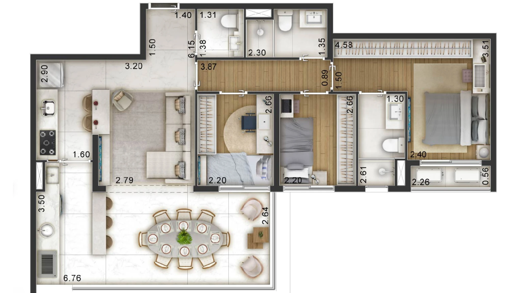 Arch Boa Vista Residence — 3 Dormitórios com 1 Suíte | 86 m²
