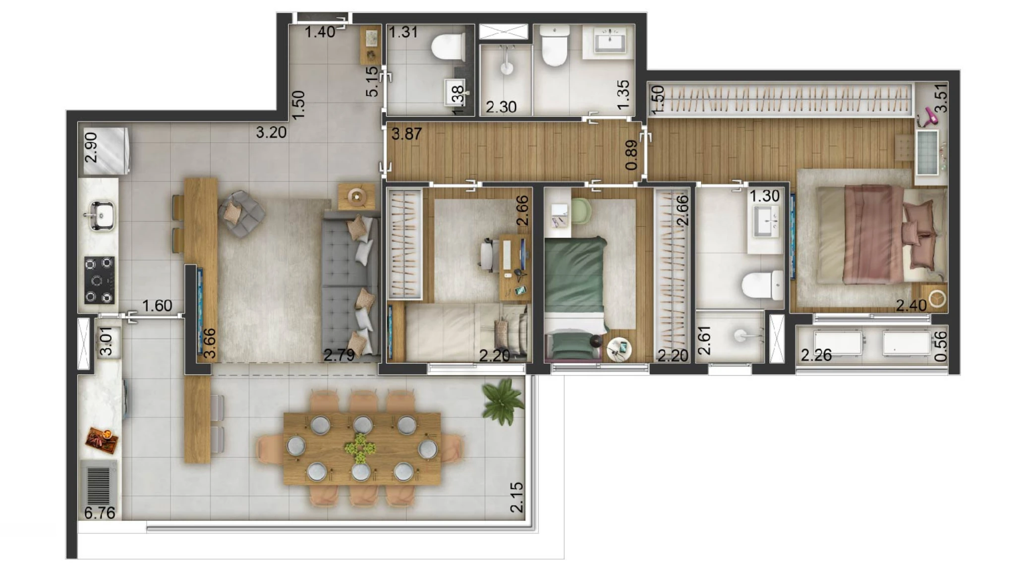 Arch Boa Vista Residence — 3 Dormitórios com 1 Suíte | 82 m²
