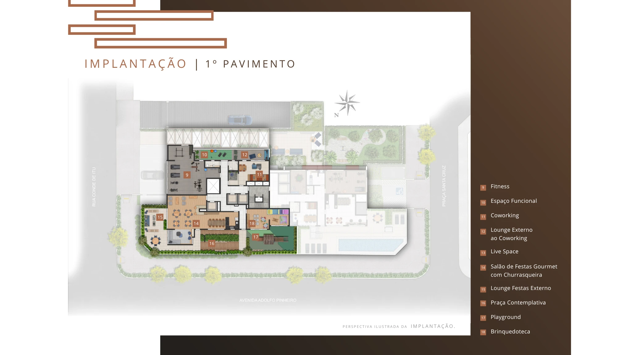 Arch Boa Vista Residence — Implantação do 1º Pavimento