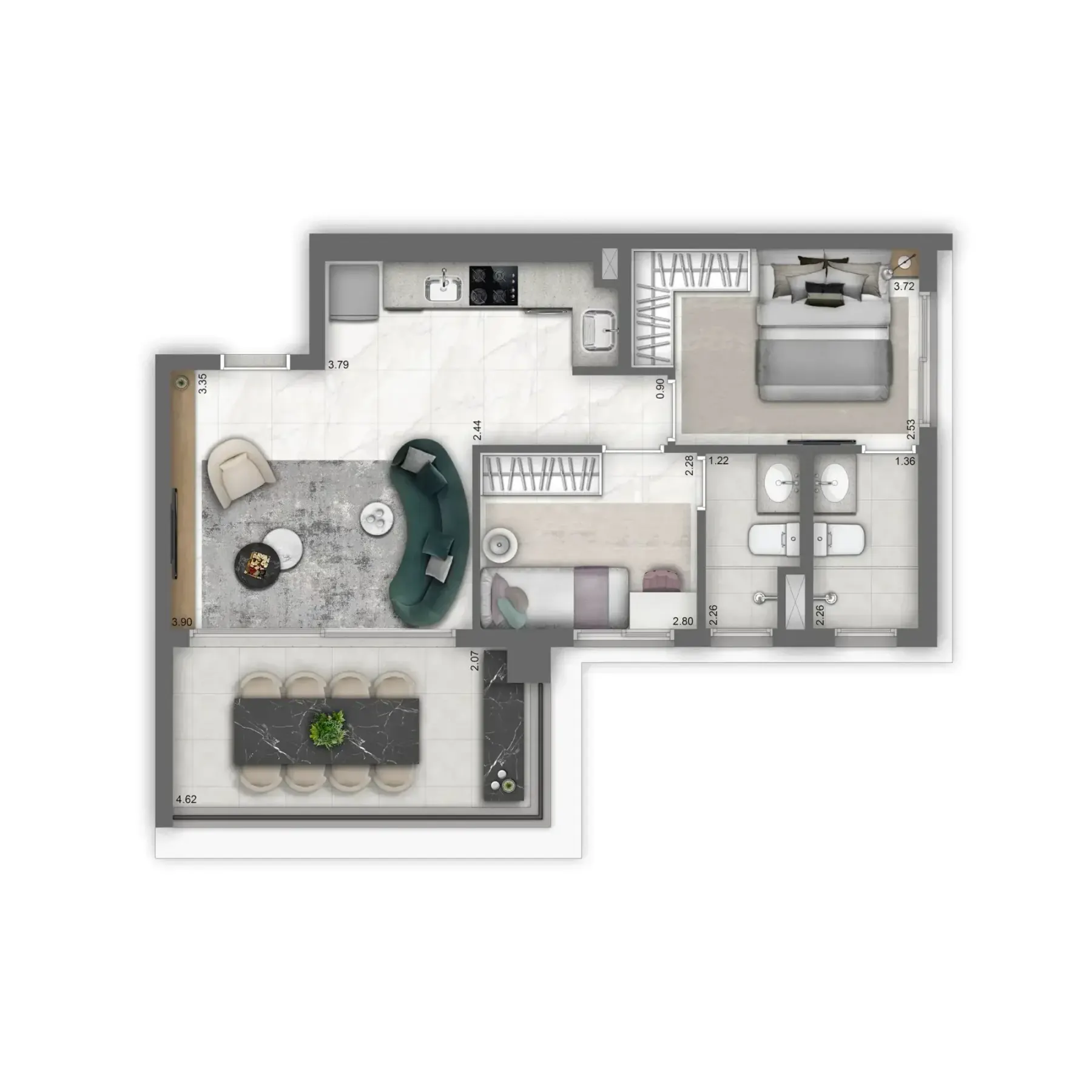 GRAND VITRALI Moema — tipo — 61 m²