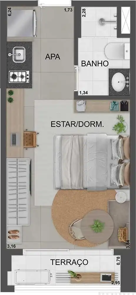 SP 360° Smart Living by Eztec — 24 m² — studio residencial, final 7 — acervo, confirmar com a incorporadora