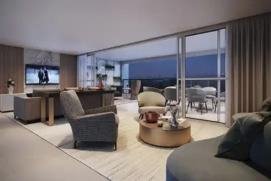 LE JARDIN Ibirapuera — 163 m² — living, perspectiva ilustrada