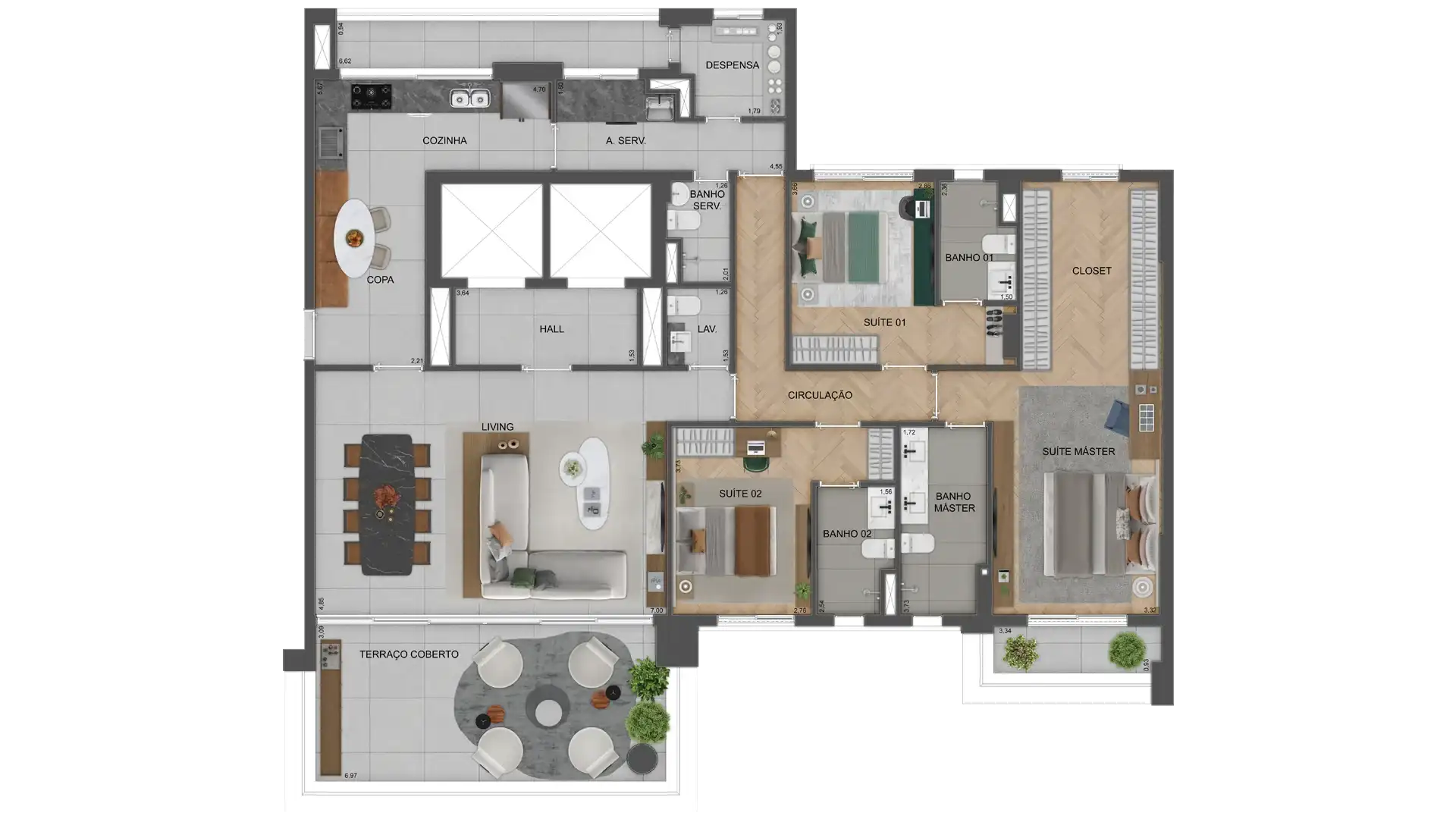 Agami Park Residences — tipo — 215 m², 3 suítes