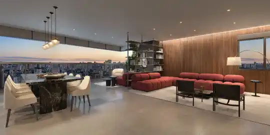 Lindenberg Alto das Nações — Perspectiva ilustrada — Apartamento de 166 m² — sugestão de decoração do living
