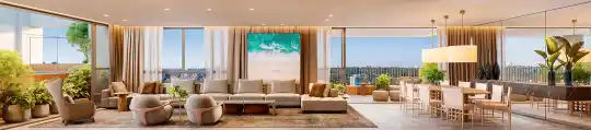Agami Park Residences — Perspectiva ilustrada — Living do duplex — 420 m²