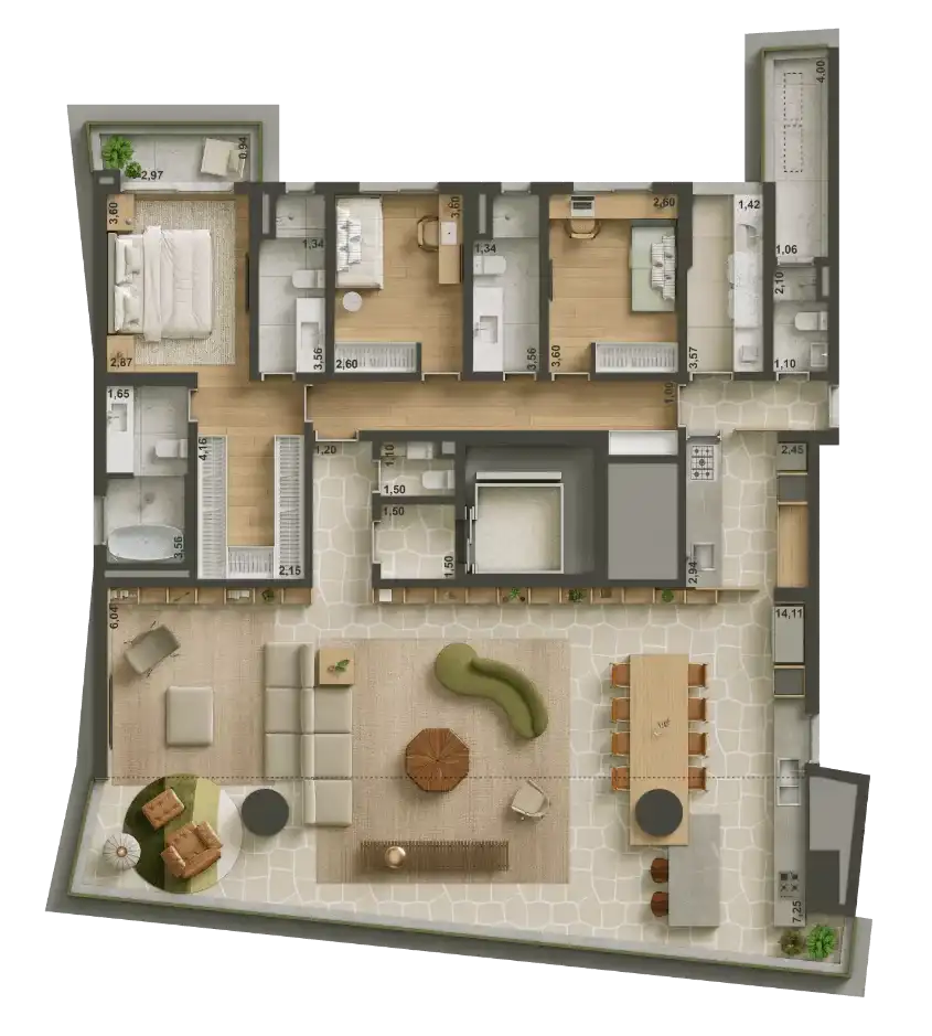 ISA Brooklin — — 220 m², opção de living ampliado (fonte secundária) — acervo, confirmar com a incorporadora