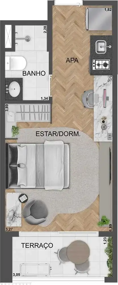 SP 360° Smart Living by Eztec — 28 m² — studio residencial, final 29 — acervo, confirmar com a incorporadora