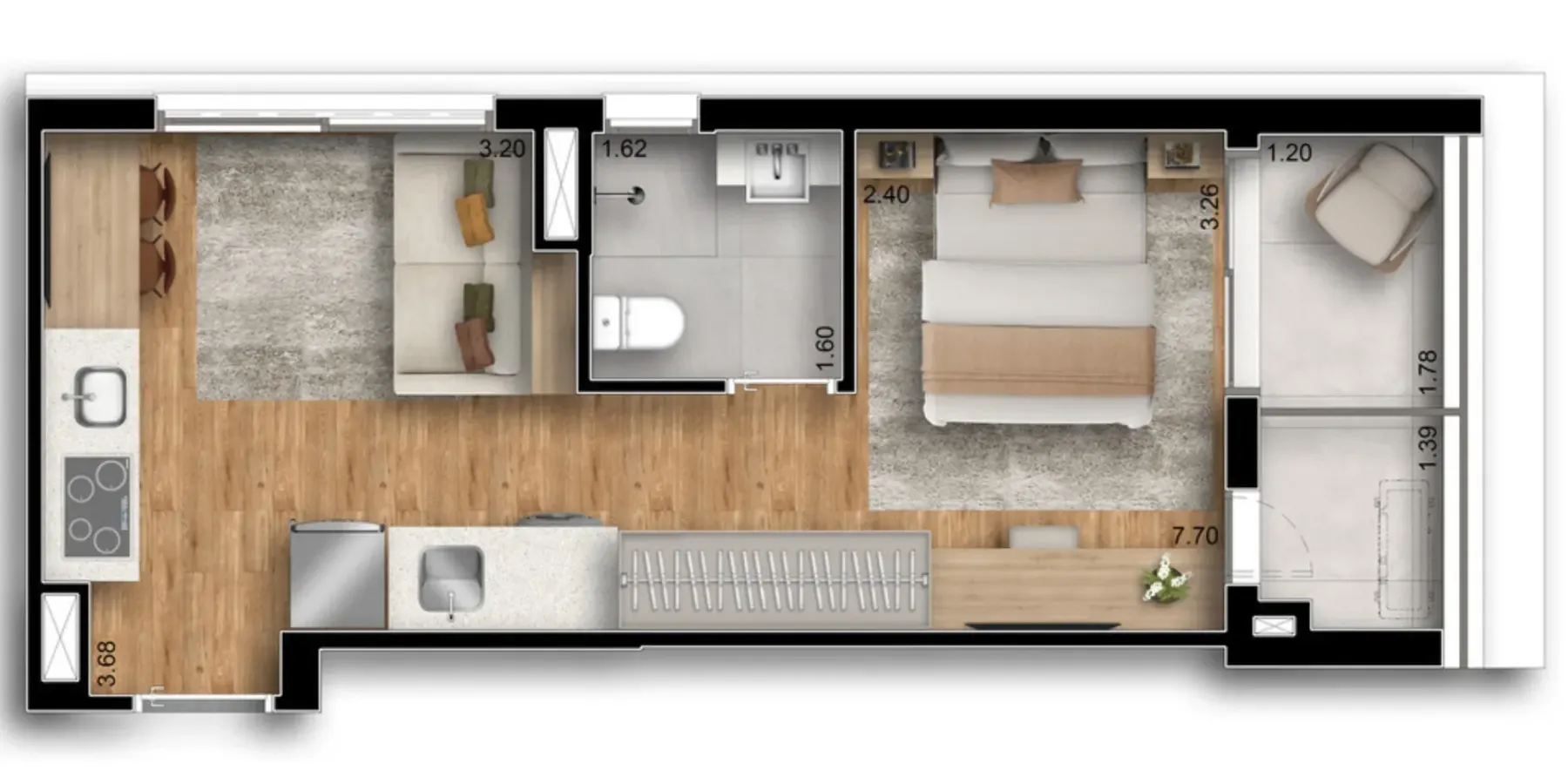 34 m² - 1 dorm.