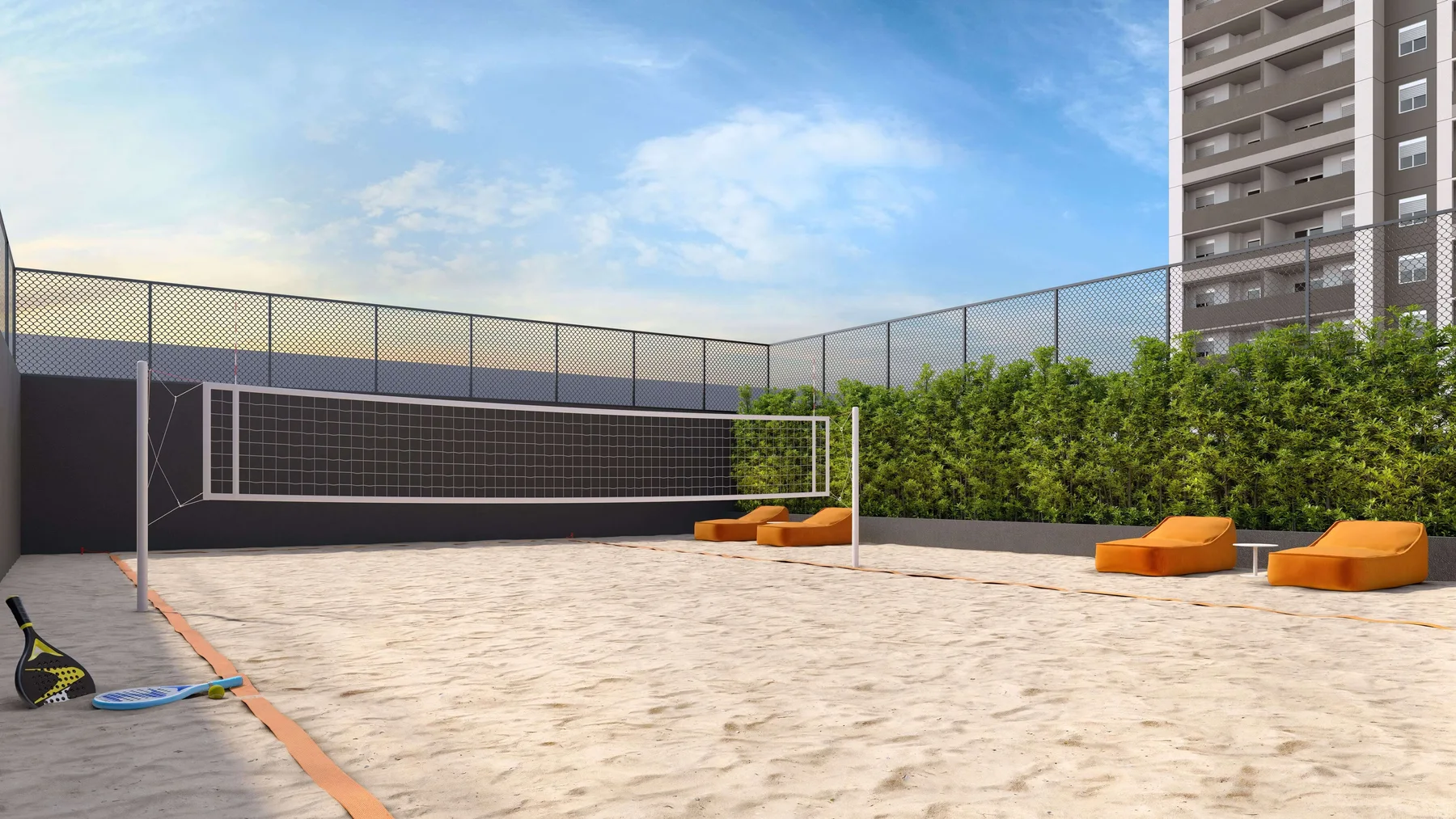 Perspectiva Ilustrada da Quadra de Beach Tennis