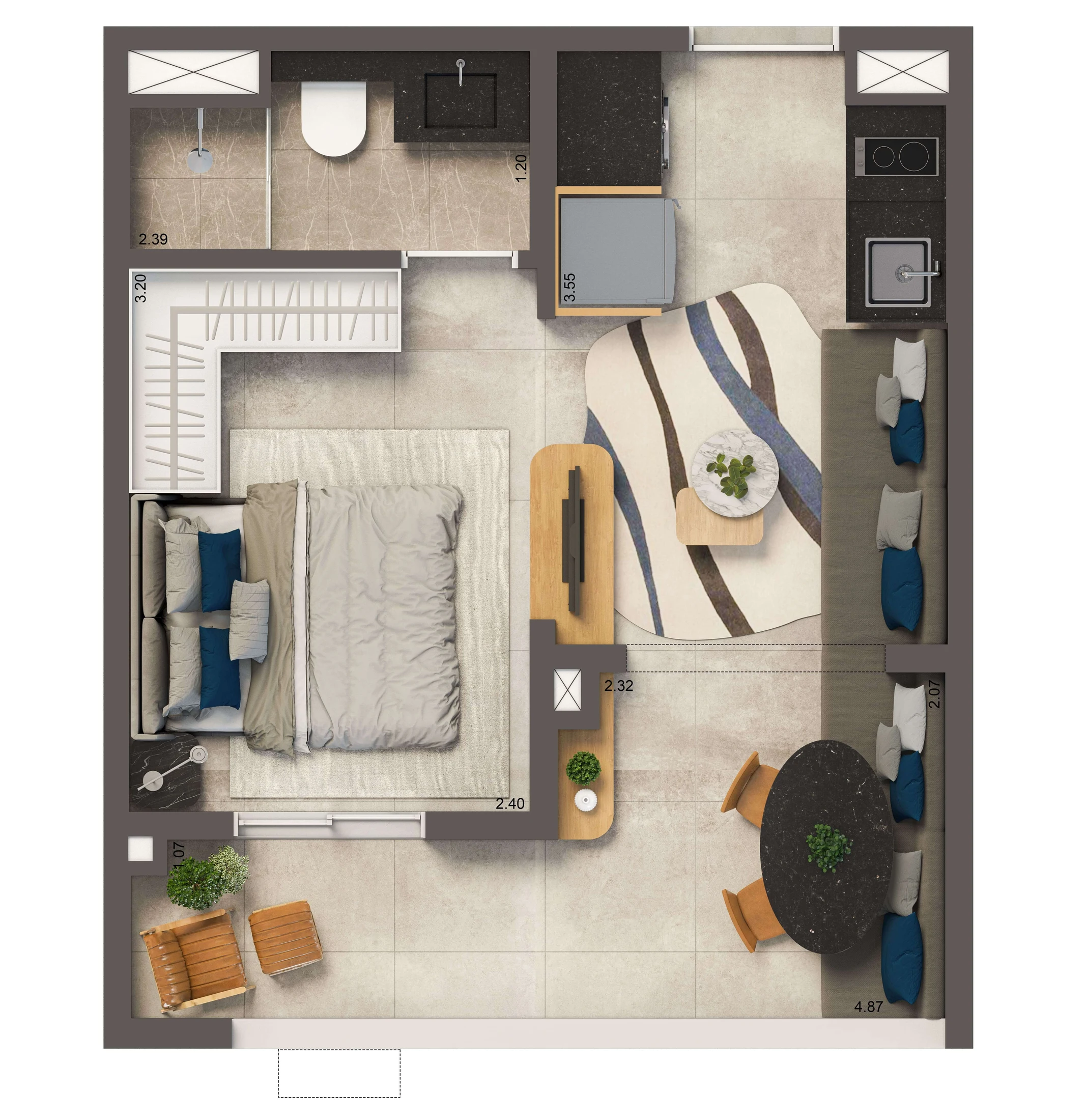 Planta Padrão 30m² | Ampliada