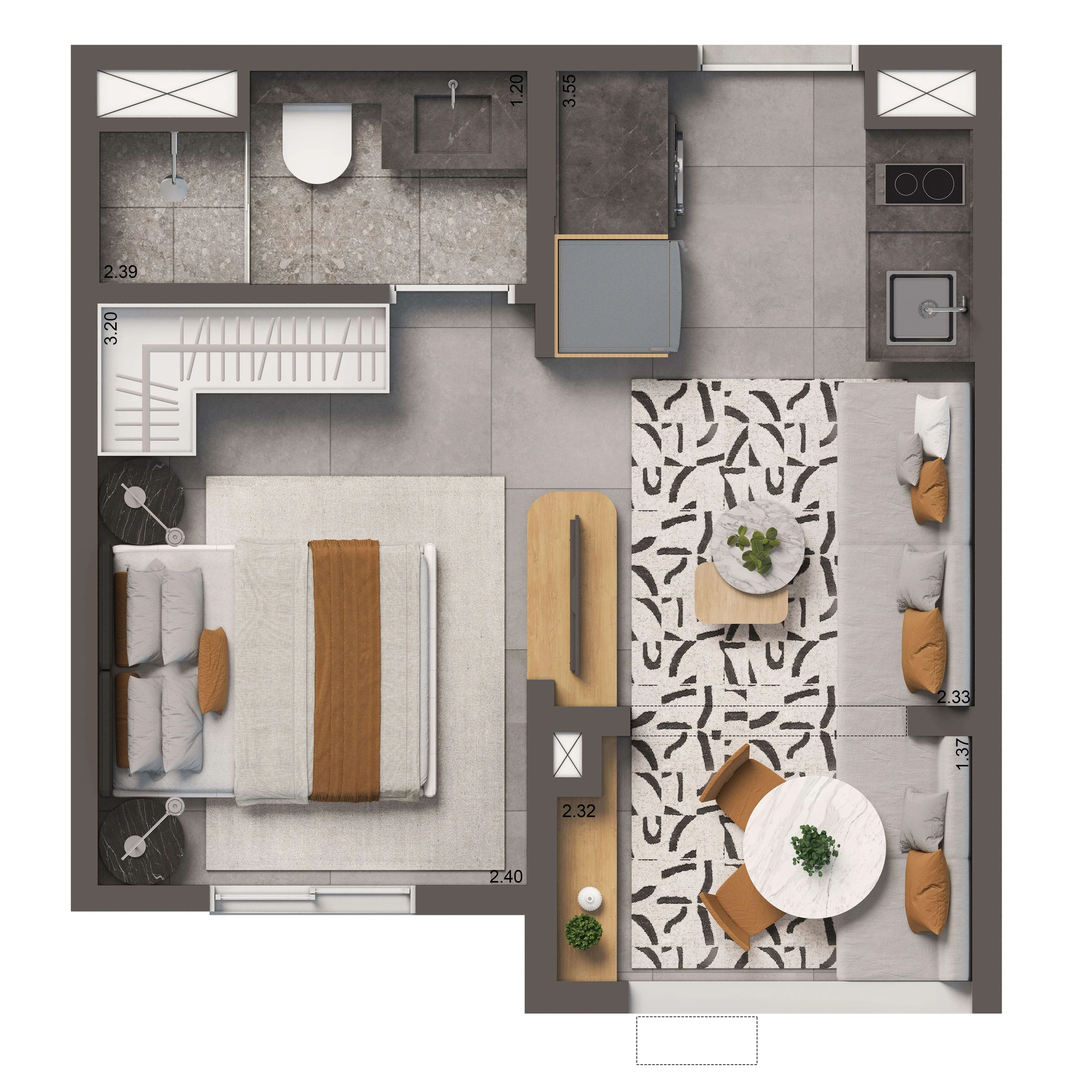 Planta Padrão 26m² | Ampliada