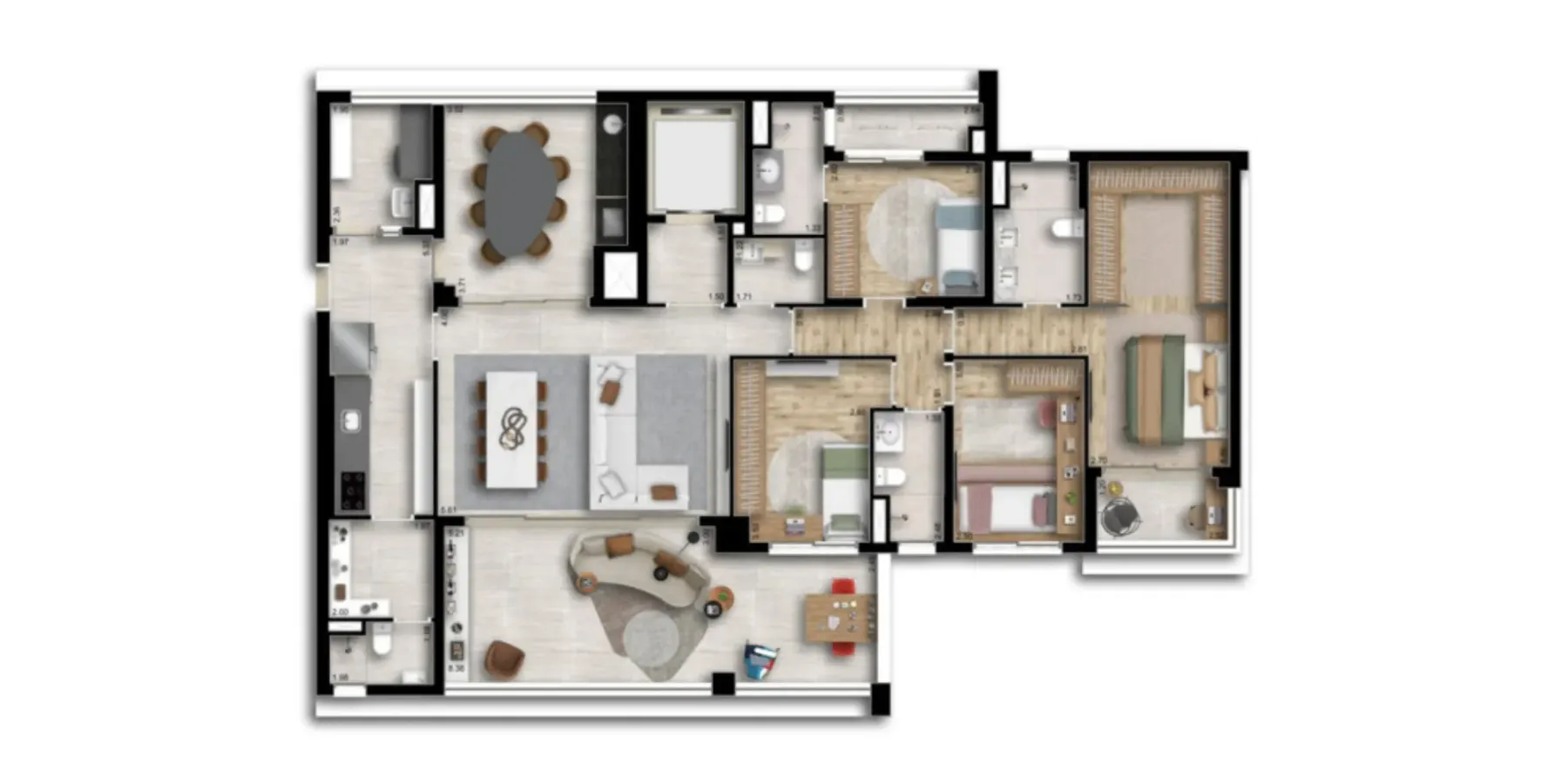 180 m² padrão - 4 dorms. (Torre Austral)
