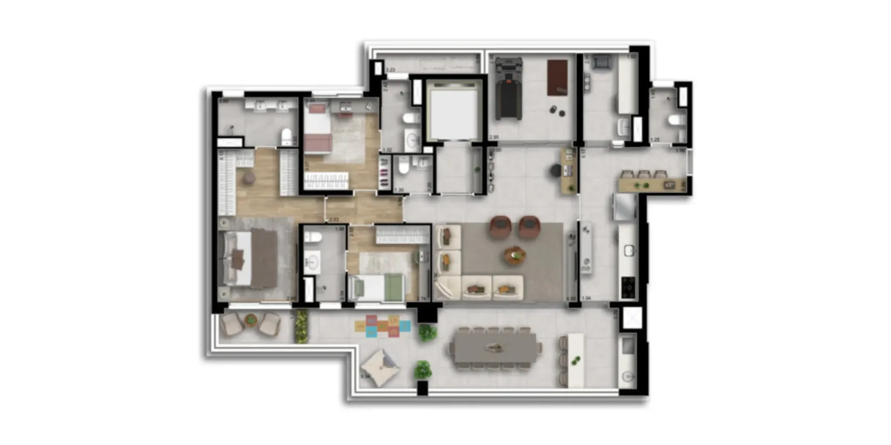 159 m² padrão - 3 suítes (Torre Austral)