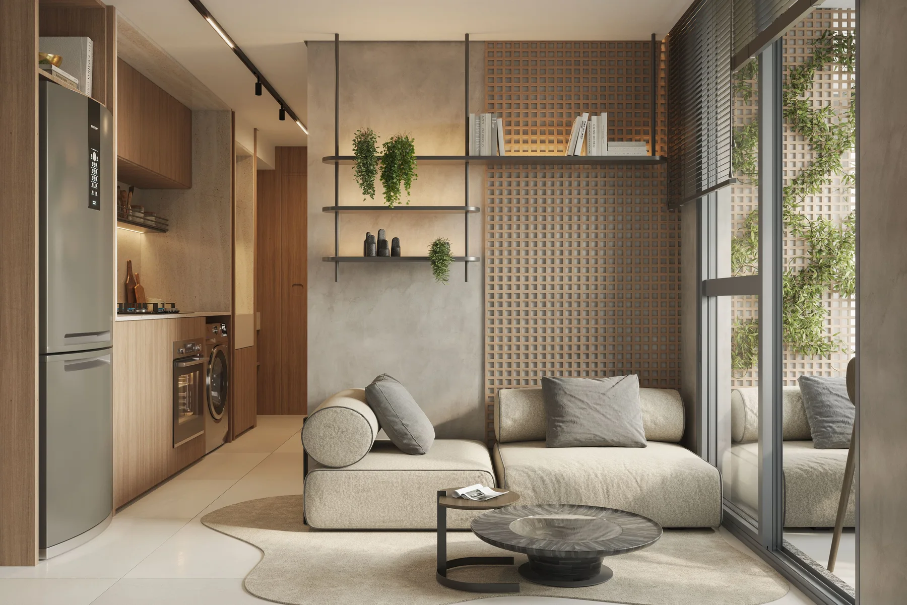 Today Alto da Boa Vista — Perspectiva artística do Living do Apartamento de 2 Dorms - 39m²